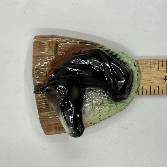 Vintage Elbro Japan Ceramic Horse Head hand Decorated Wall Pocket Set of 2 - Picture 3 of 10